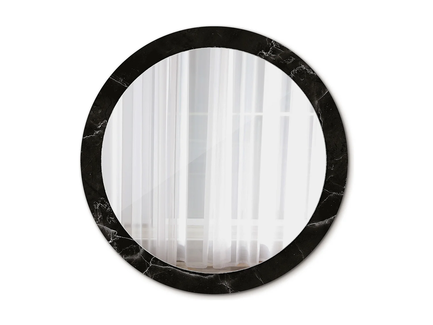 Miroir rond décoratif - Pierre de marbre - 90 cm