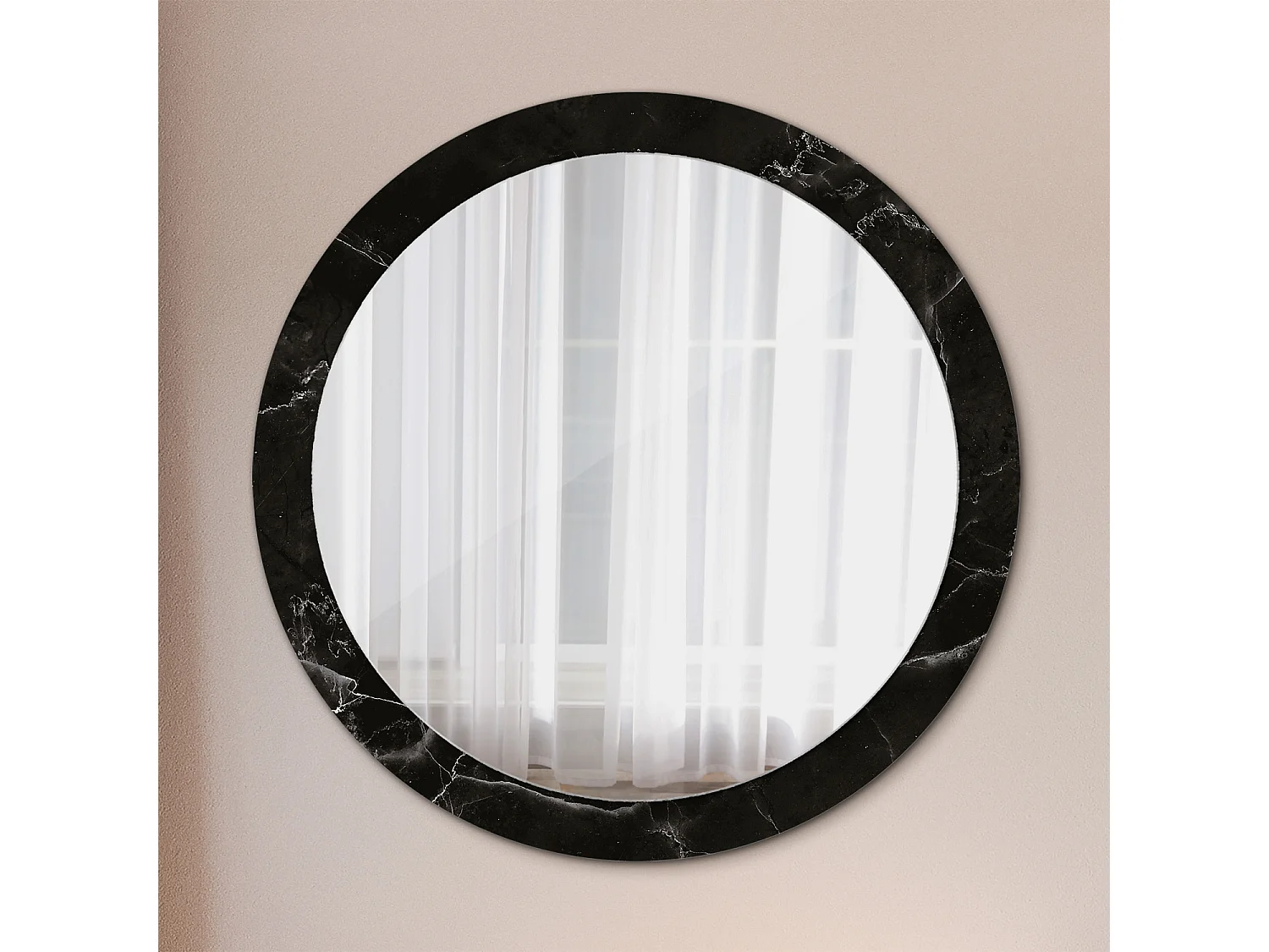 Miroir rond décoratif - Pierre de marbre - 90 cm