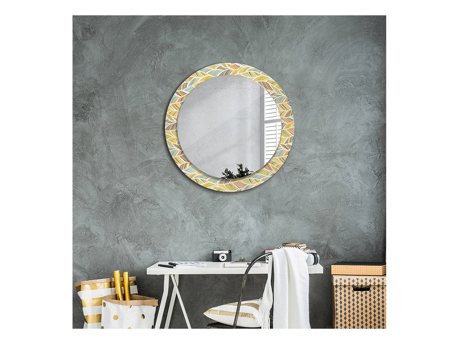 Miroir rond décoratif - Abstrait - 70 cm