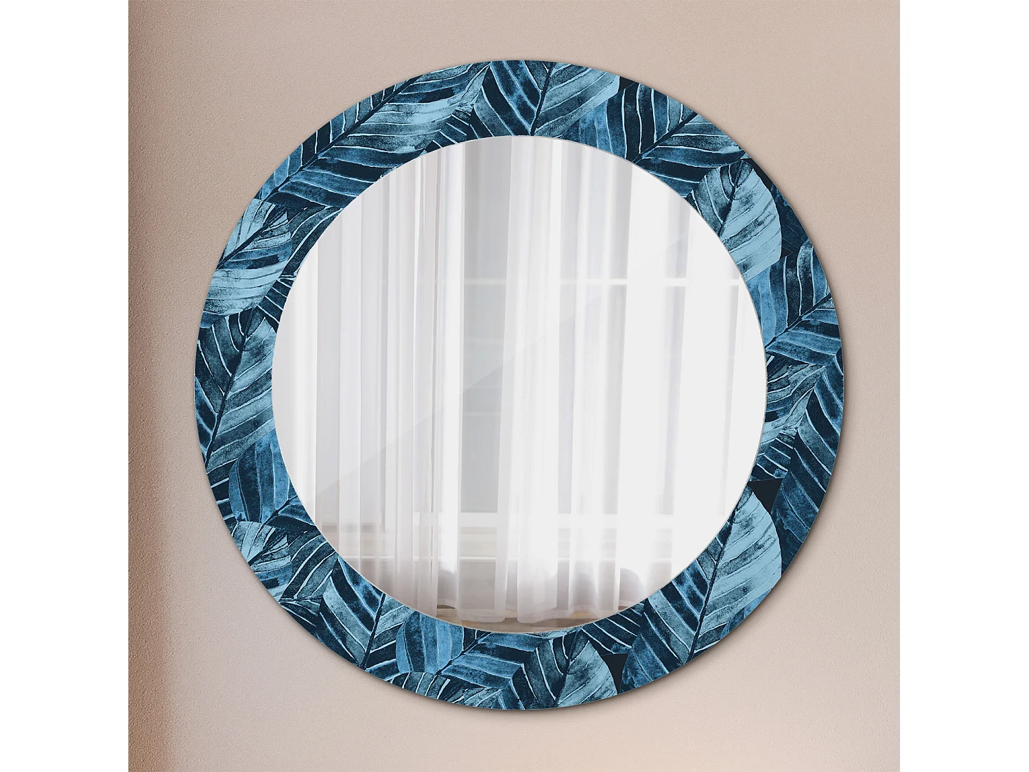 Decoratieve ronde spiegel - junglebladeren - 60 cm