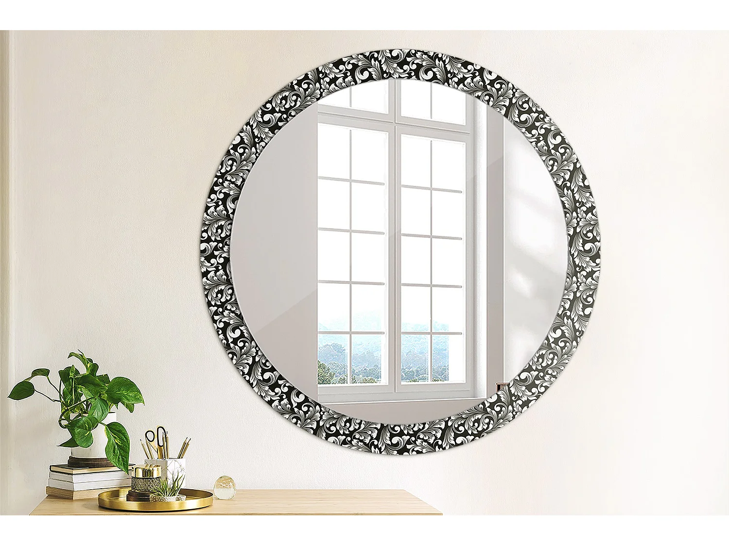 Ronde decoratieve spiegel - ornament - 90 cm