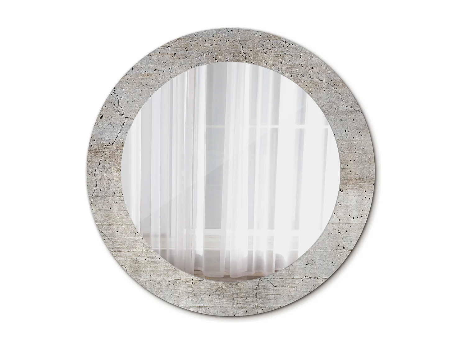 Ronde decoratieve spiegel - Grijs beton - 60 cm