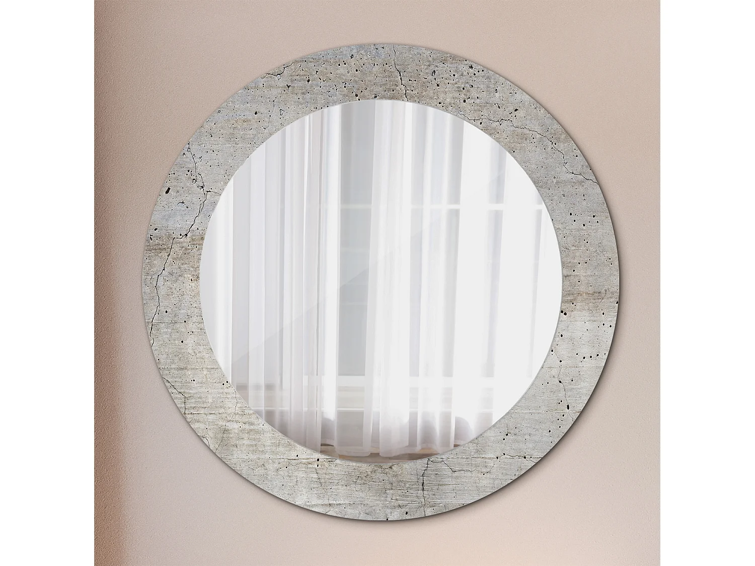 Miroir rond décoratif - Béton gris - 70 cm