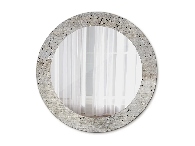 Runder dekorativer Spiegel - Grauer Beton - 60 cm