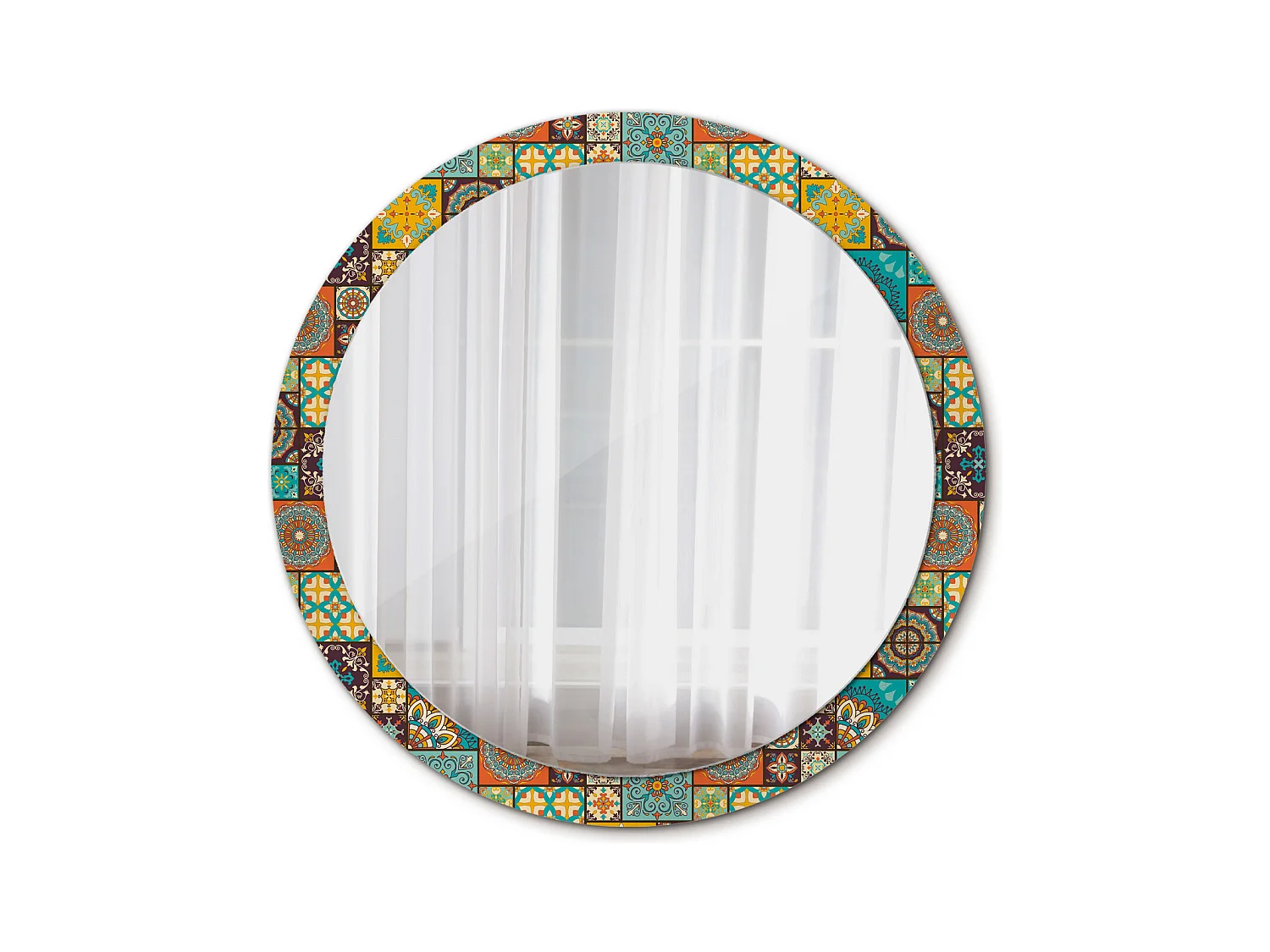 Miroir rond décoratif - motif arabe - 100 cm