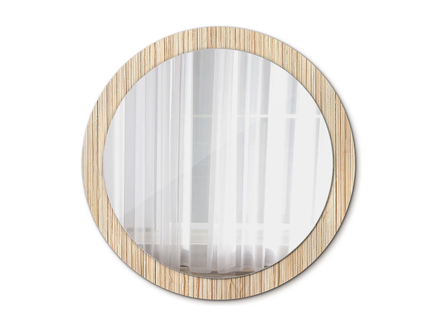 Miroir rond décoratif - Paille de bambou - 90 cm