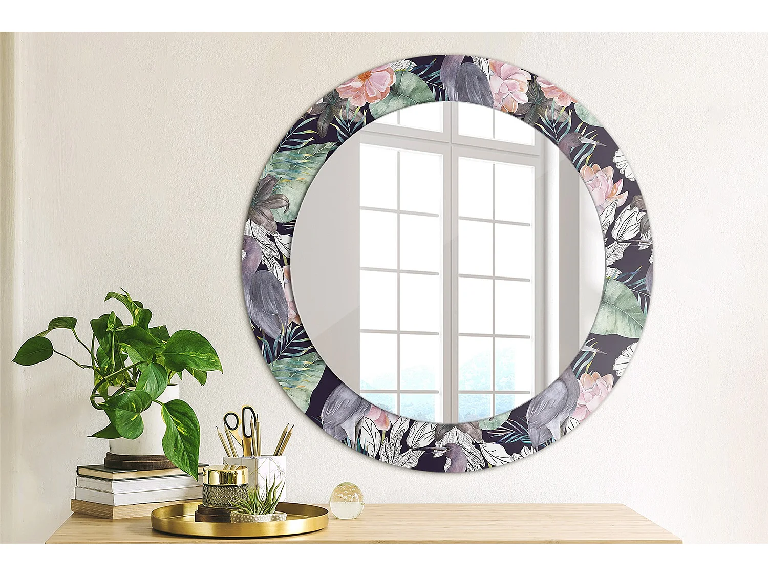 Miroir rond décoratif - Marbre Onyx - 70 cm