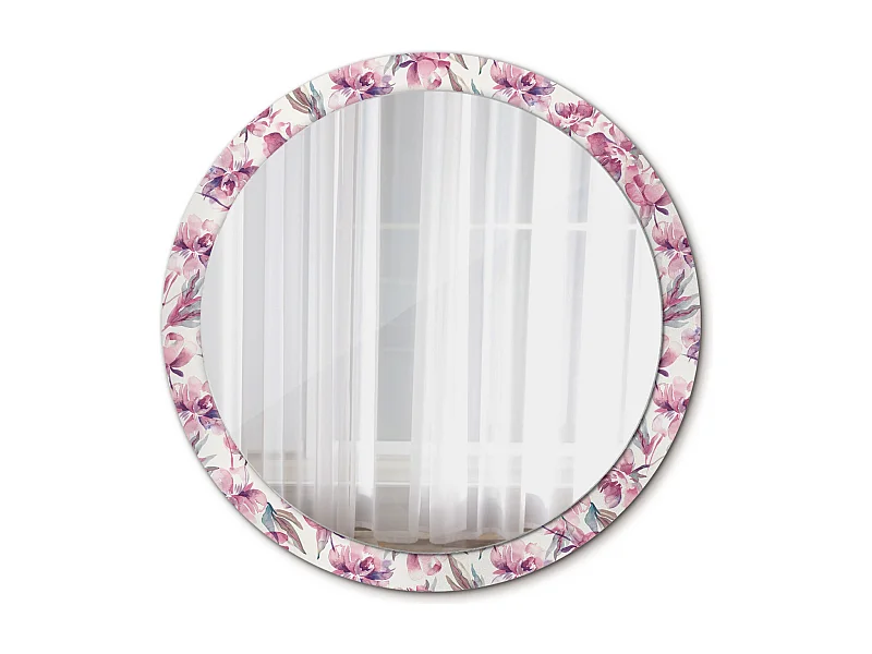 Decoratieve ronde spiegel - pioenrozen - 100 cm
