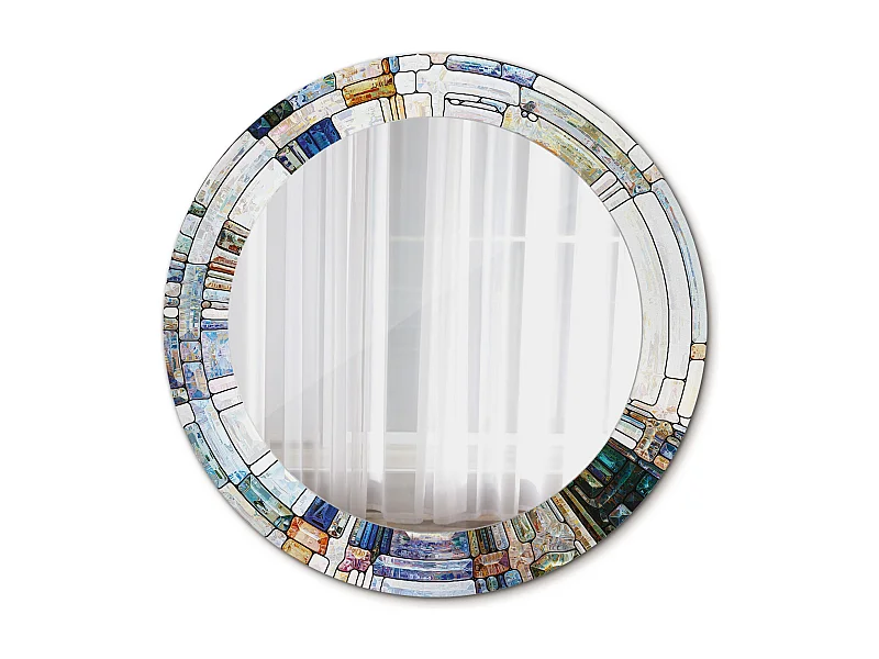 Runder dekorativer Spiegel - Farbiges Glas - 60 cm