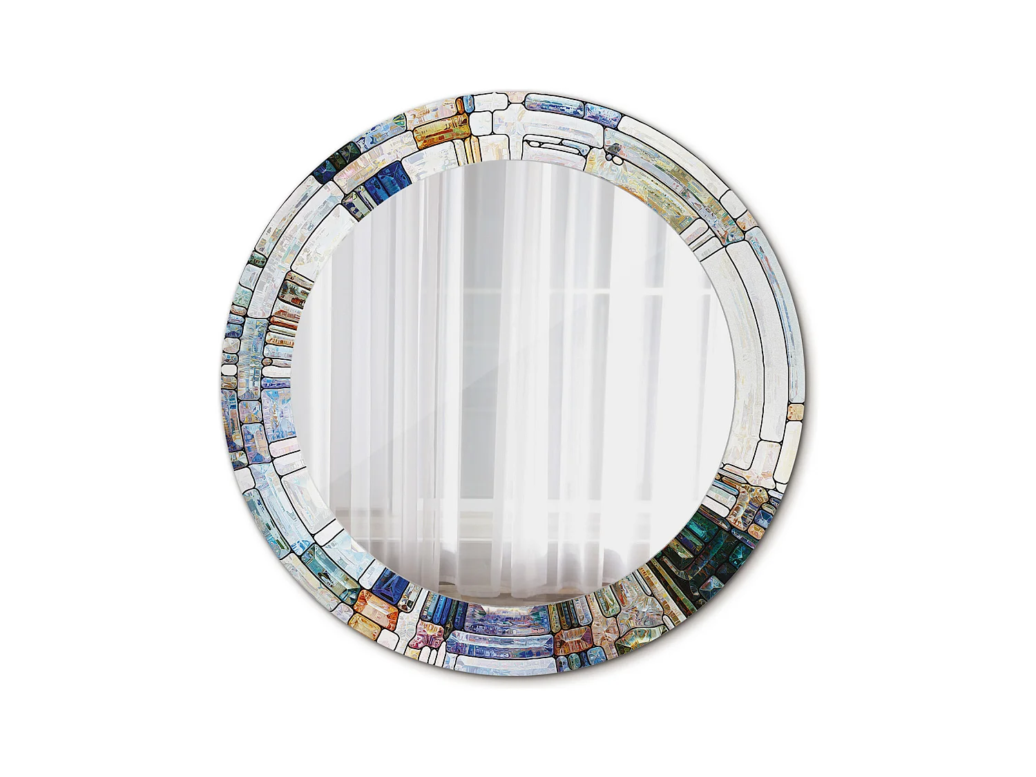Miroir rond décoratif - Vitrail - 70 cm