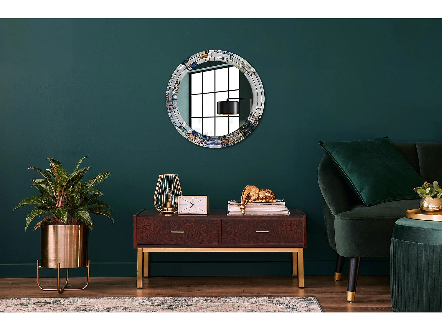 Miroir rond décoratif - Vitrail - 70 cm