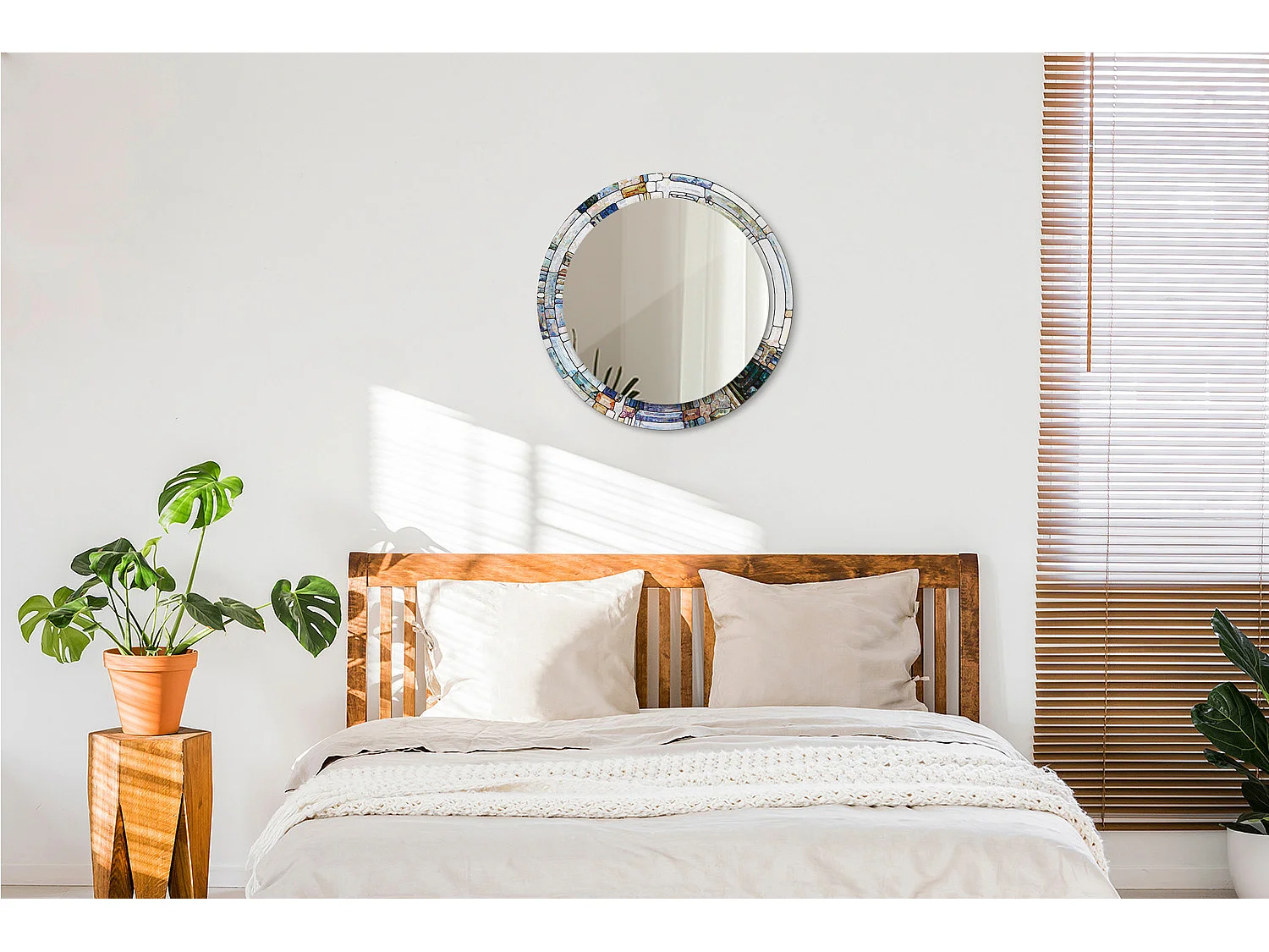 Miroir rond décoratif - Vitrail - 70 cm