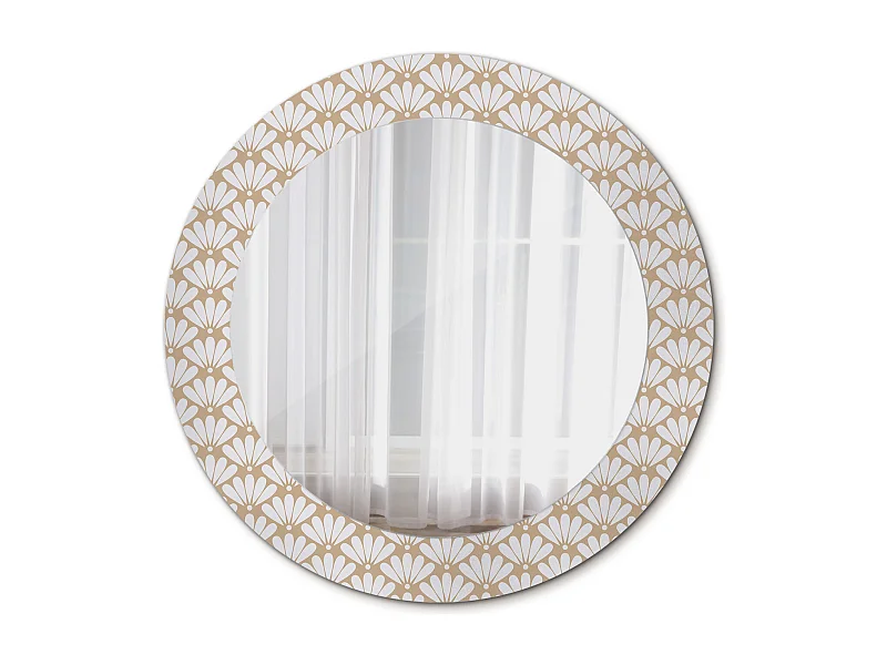 Miroir rond décoratif - Fleur orientale - 70 cm
