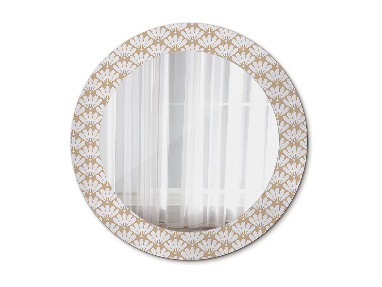 Miroir rond décoratif - Fleur orientale - 70 cm