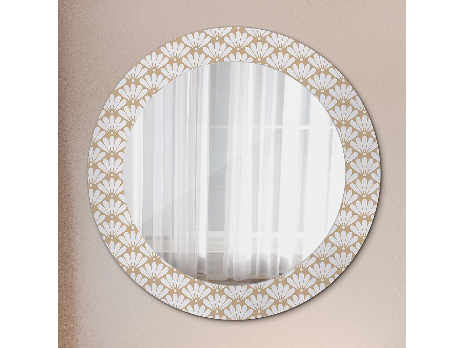 Miroir rond décoratif - Fleur orientale - 70 cm