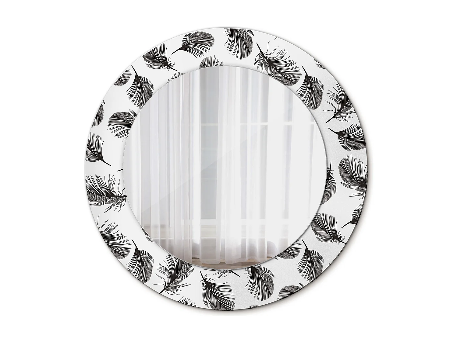 Dekorativer runder Spiegel - Federn - 50 cm