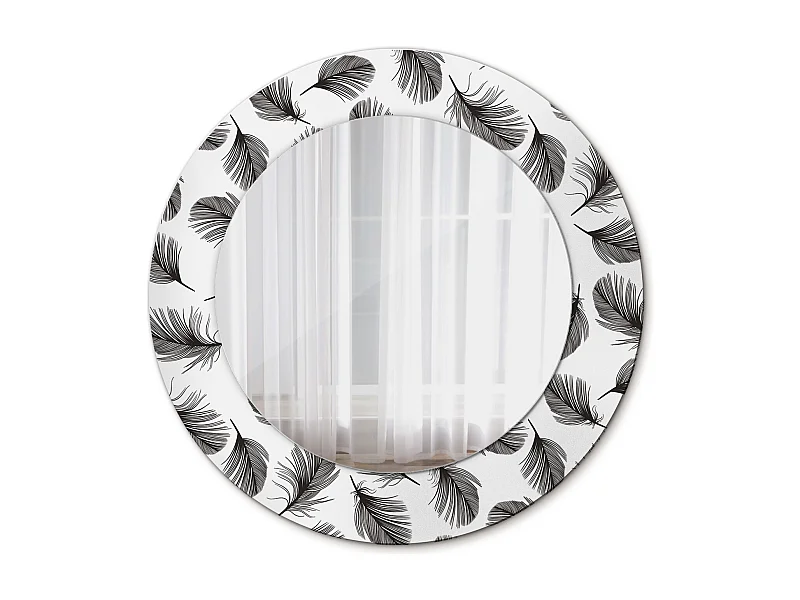 Dekorativer runder Spiegel - Federn - 50 cm