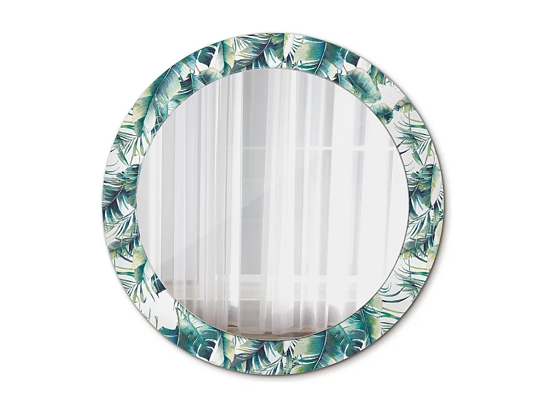 Miroir rond décoratif - Feuilles de bananier marron - 70 cm