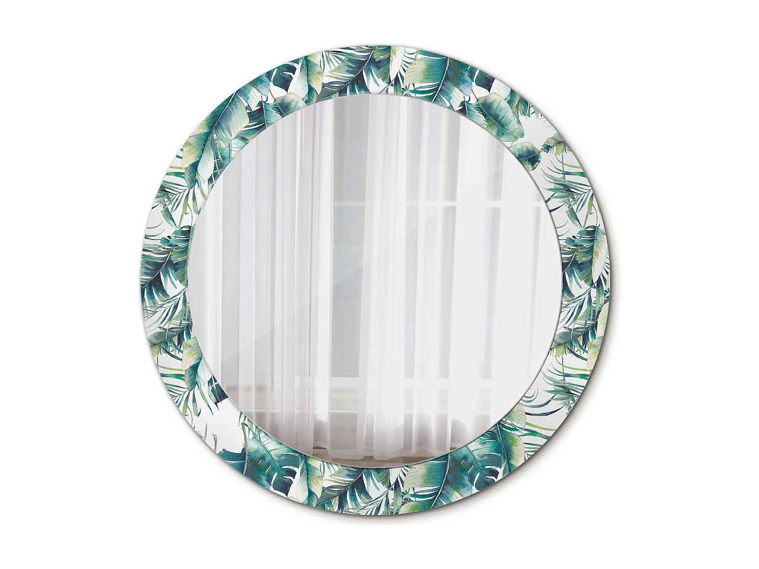 Miroir rond décoratif - Feuilles de bananier marron - 70 cm
