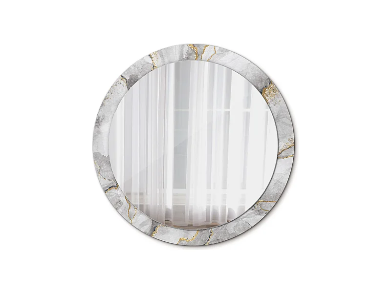 Runder dekorativer Spiegel - Marmormotiv - 90 cm