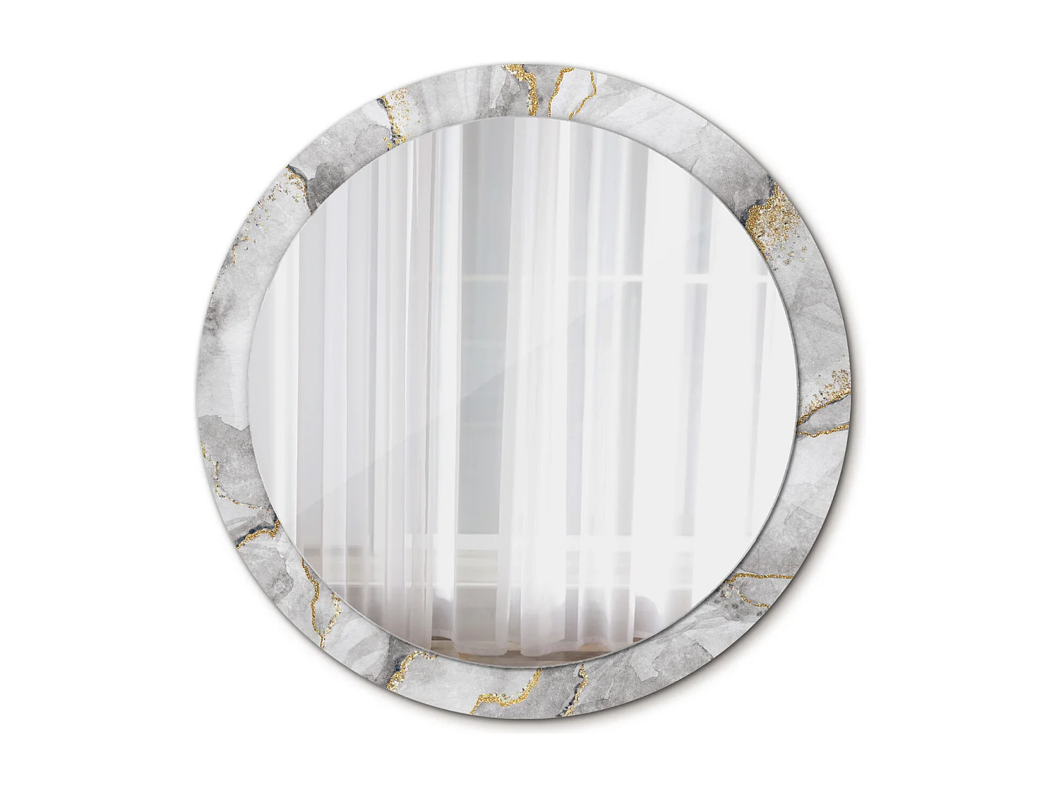 Runder dekorativer Spiegel - Marmormotiv - 90 cm