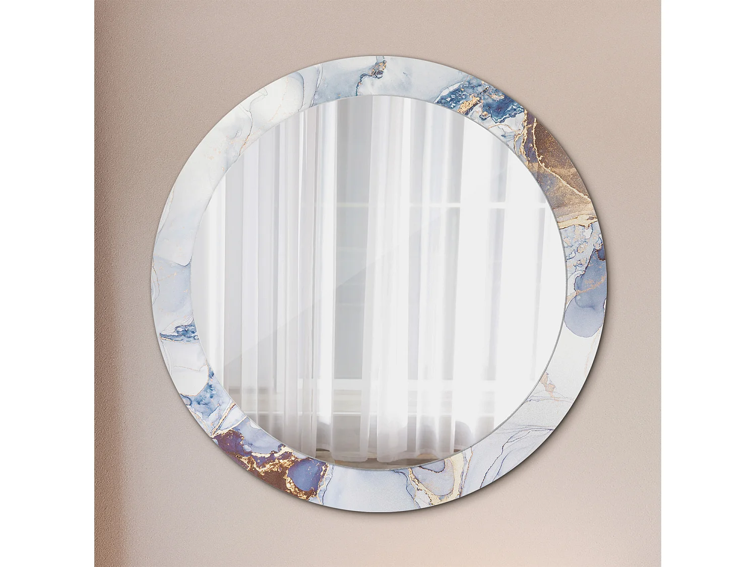 Dekorativer runder Spiegel - Abstrakte Kunst - 80 cm