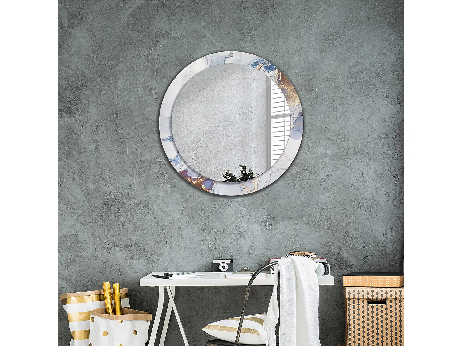 Dekorativer runder Spiegel - Abstrakte Kunst - 80 cm