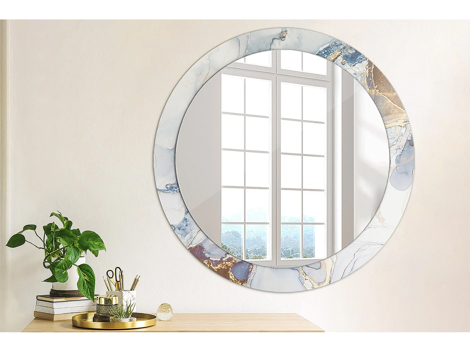 Dekorativer runder Spiegel - Abstrakte Kunst - 80 cm