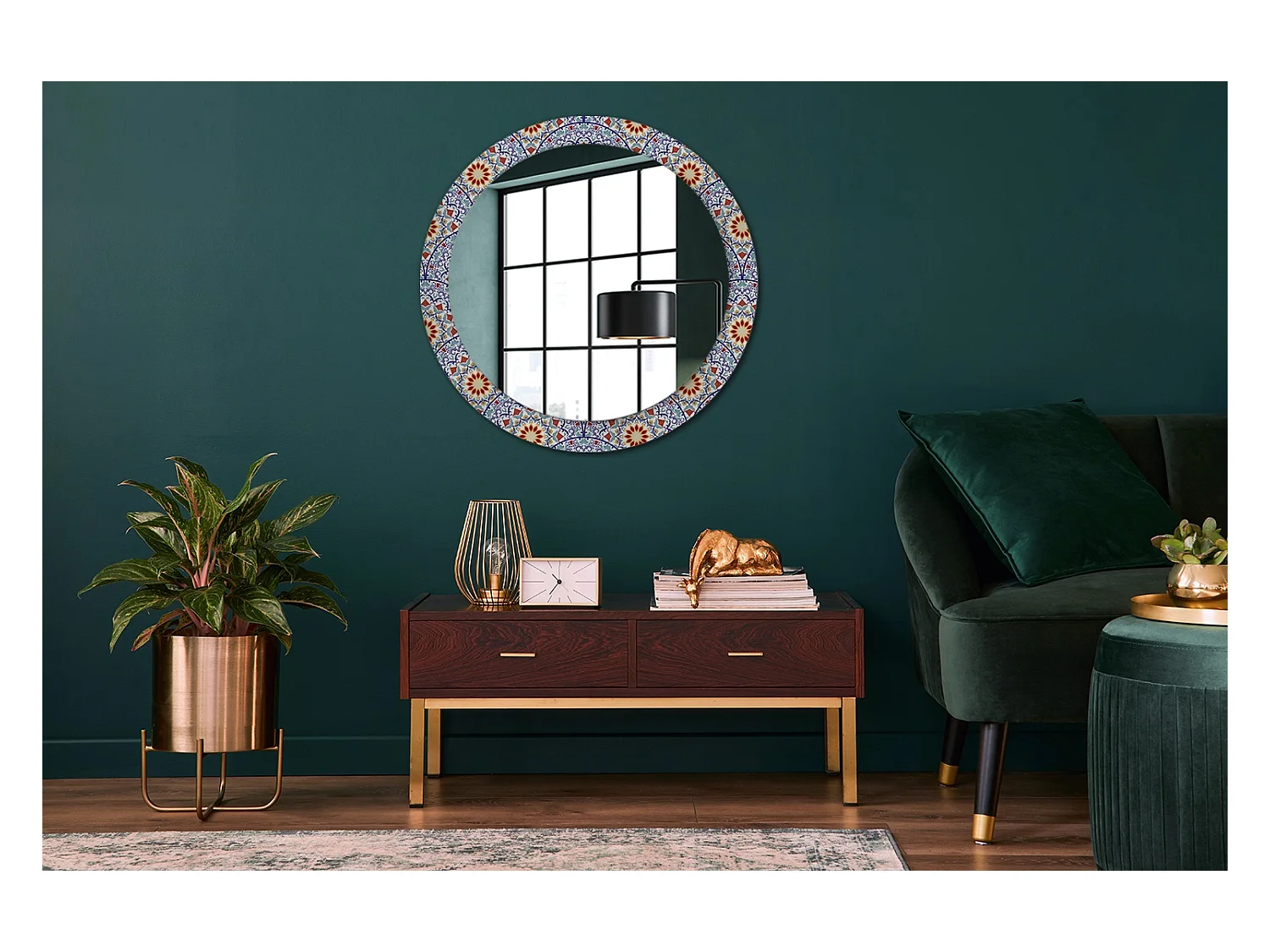 Dekorativer runder Spiegel - Orientalische Komposition - 80 cm