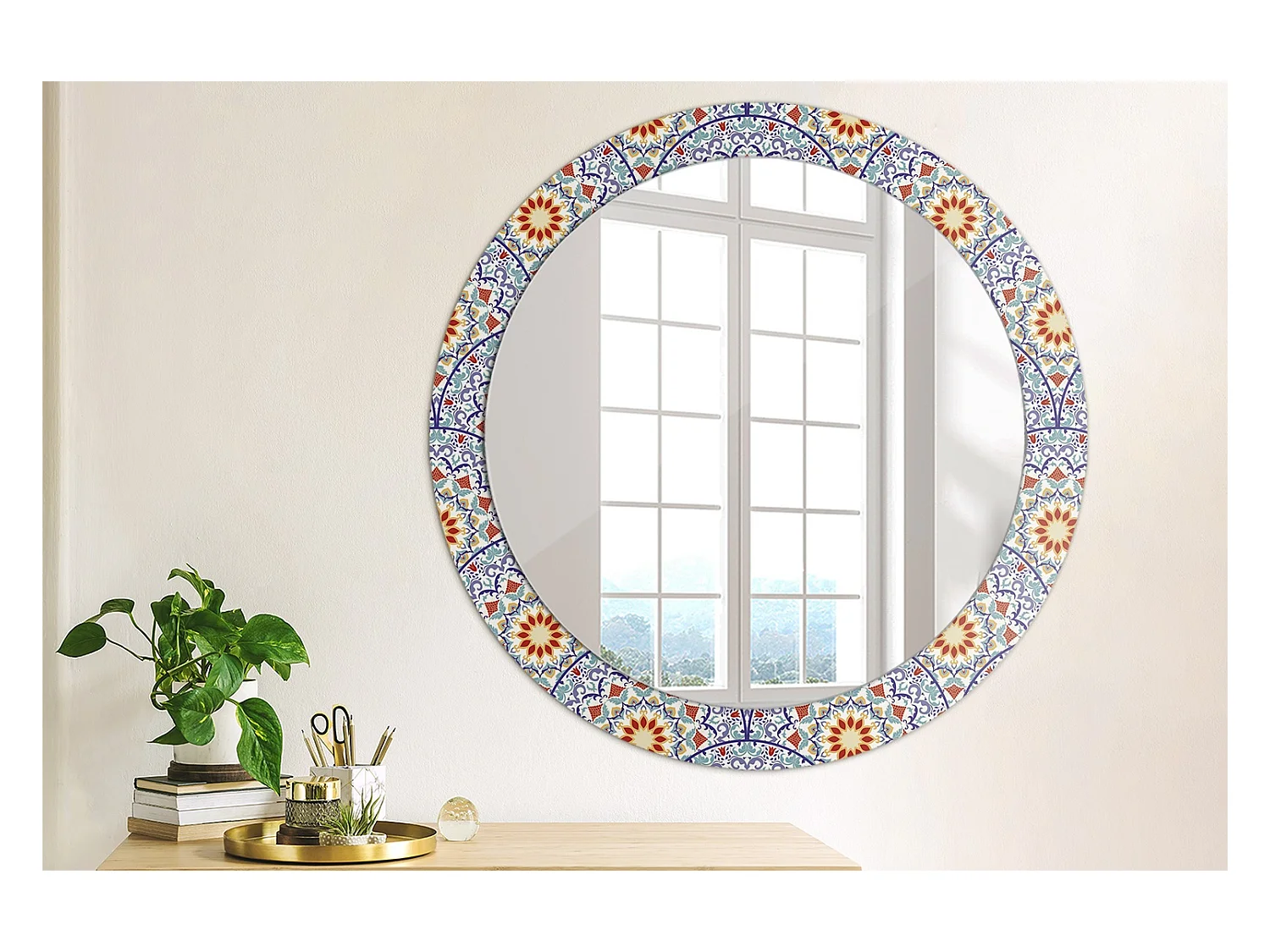 Dekorativer runder Spiegel - Orientalische Komposition - 80 cm