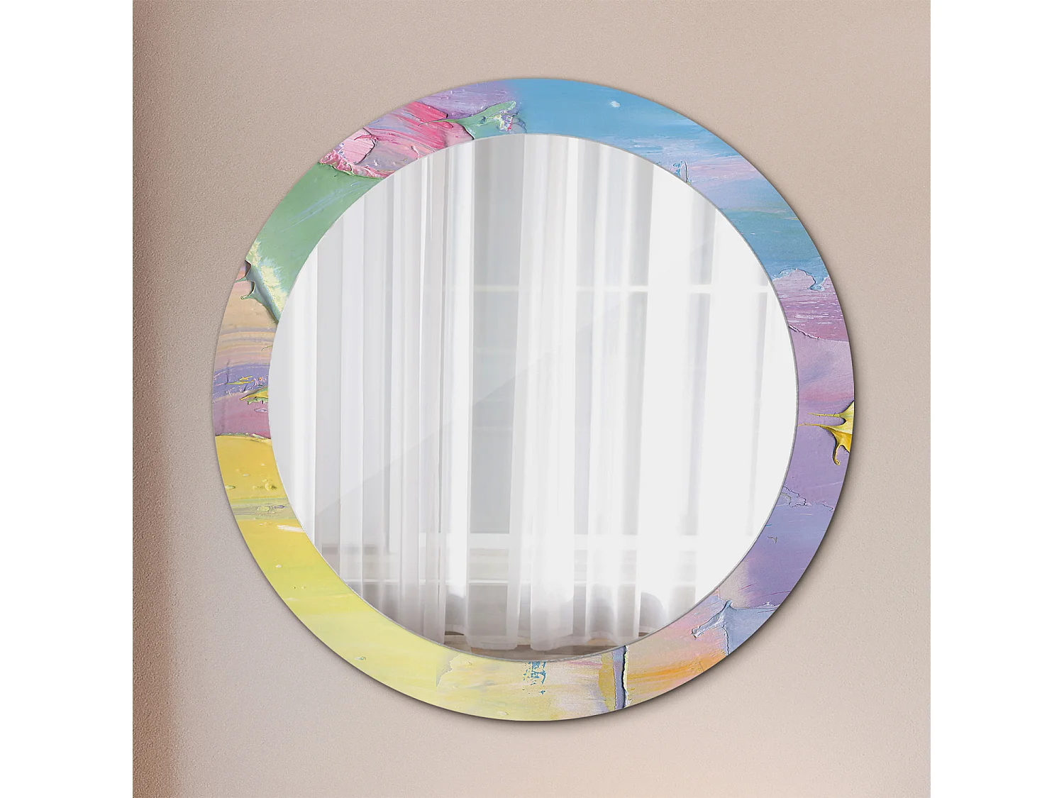 Ronde decoratieve spiegel - olieverftextuur - 80 cm