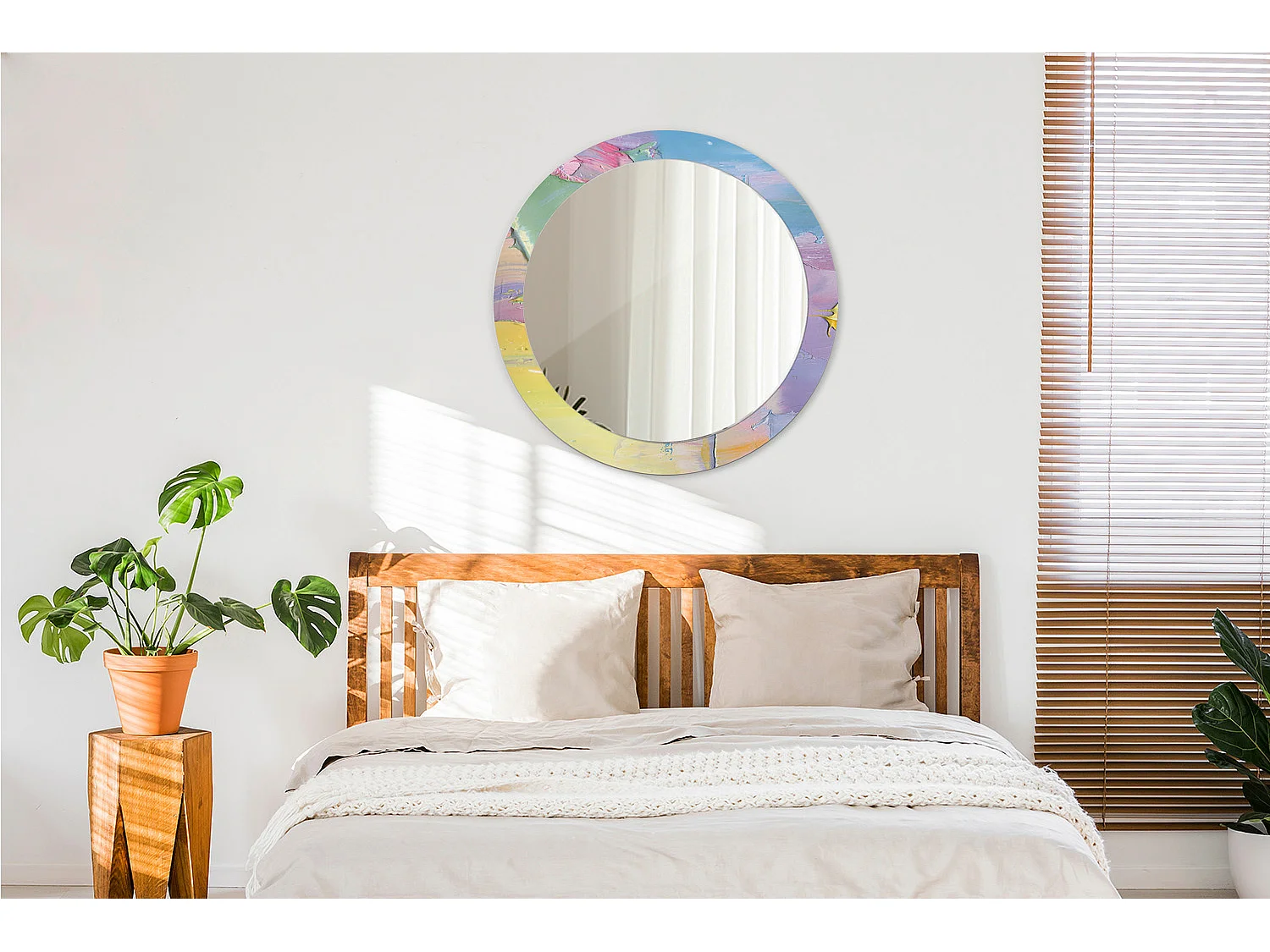 Ronde decoratieve spiegel - olieverftextuur - 80 cm