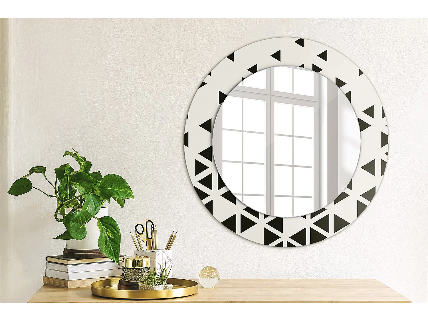 Dekorativer runder Spiegel - Geometrische Abstraktion - 50 cm