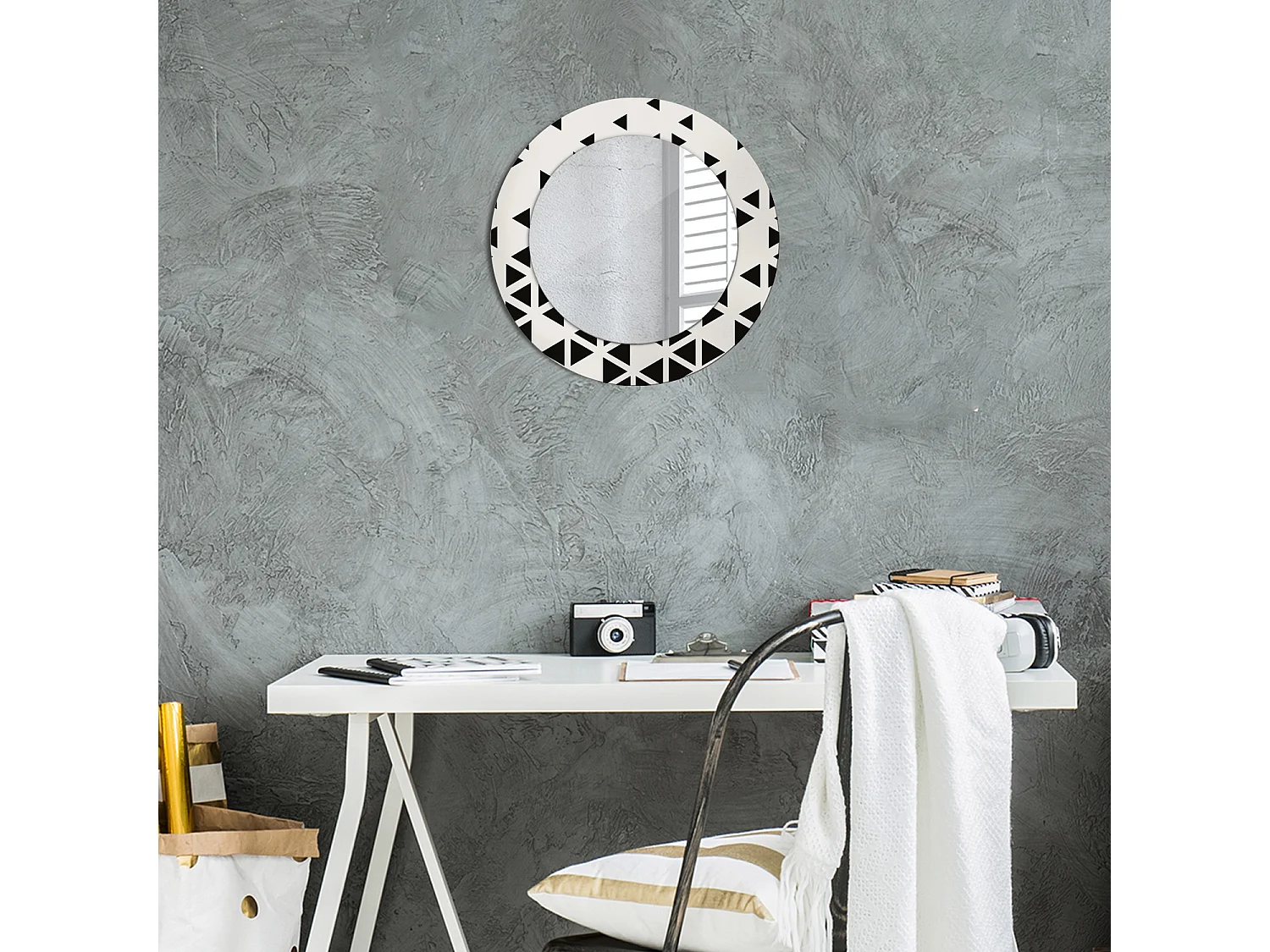 Dekorativer runder Spiegel - Geometrische Abstraktion - 50 cm