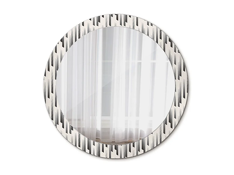 Miroir rond décoratif - Motif rayé - 80 cm