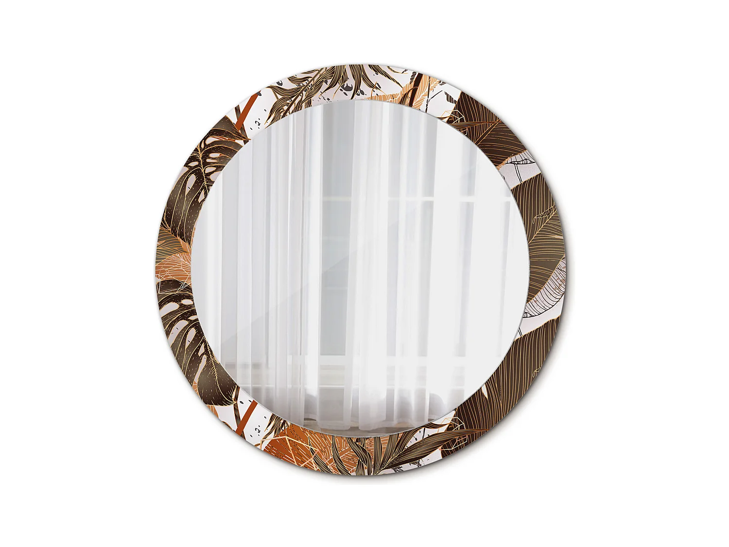 Miroir rond décoratif - Feuilles de palmier - 80 cm