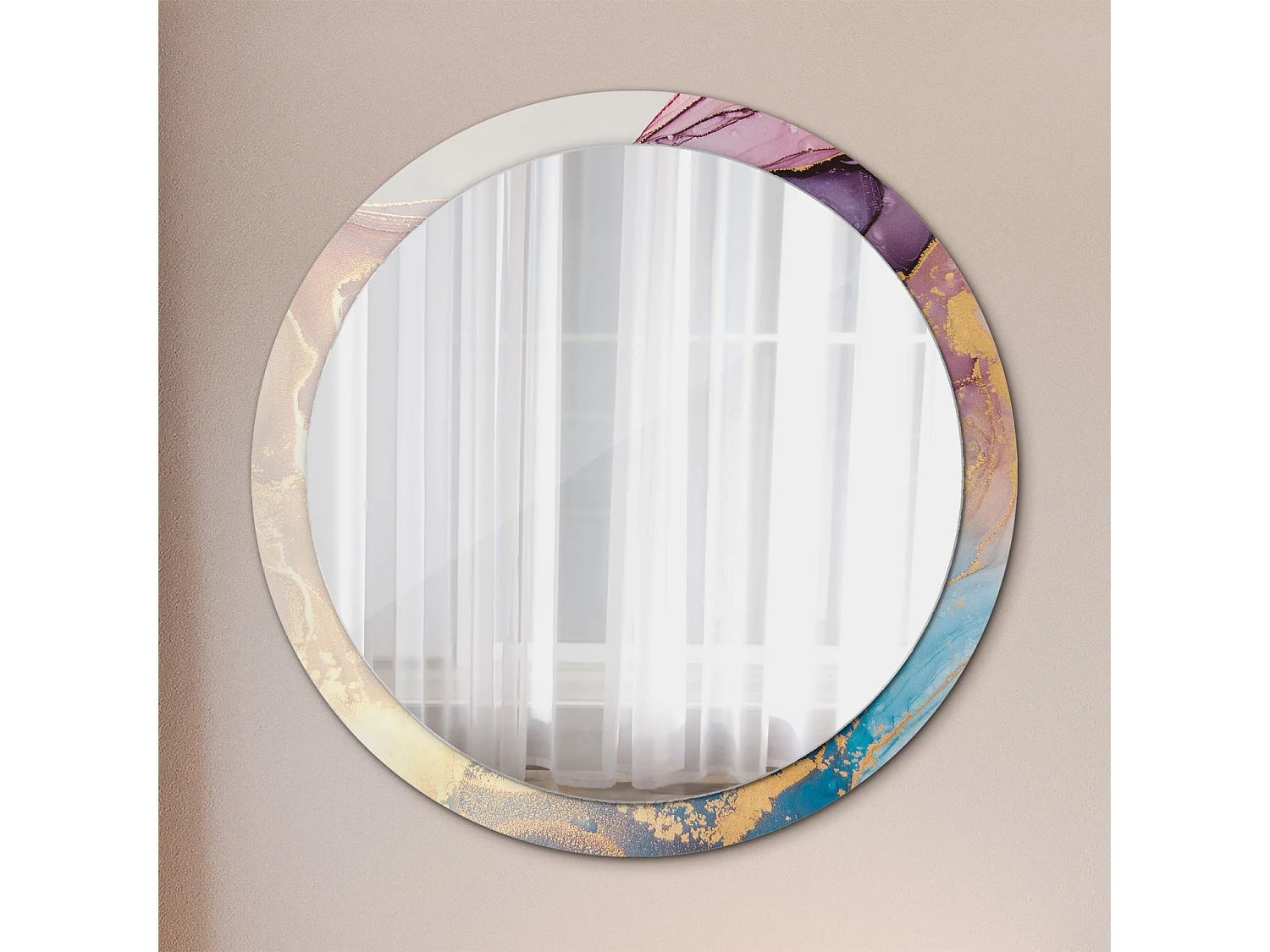 Dekorativer runder Spiegel – Marmorstein – 100 cm