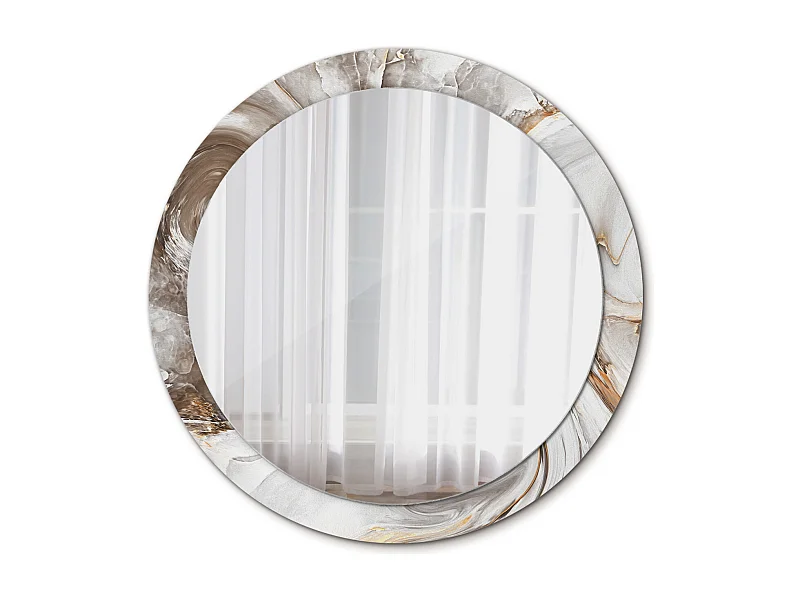 Specchio rotondo decorativo - Marmo chiaro - 90 cm