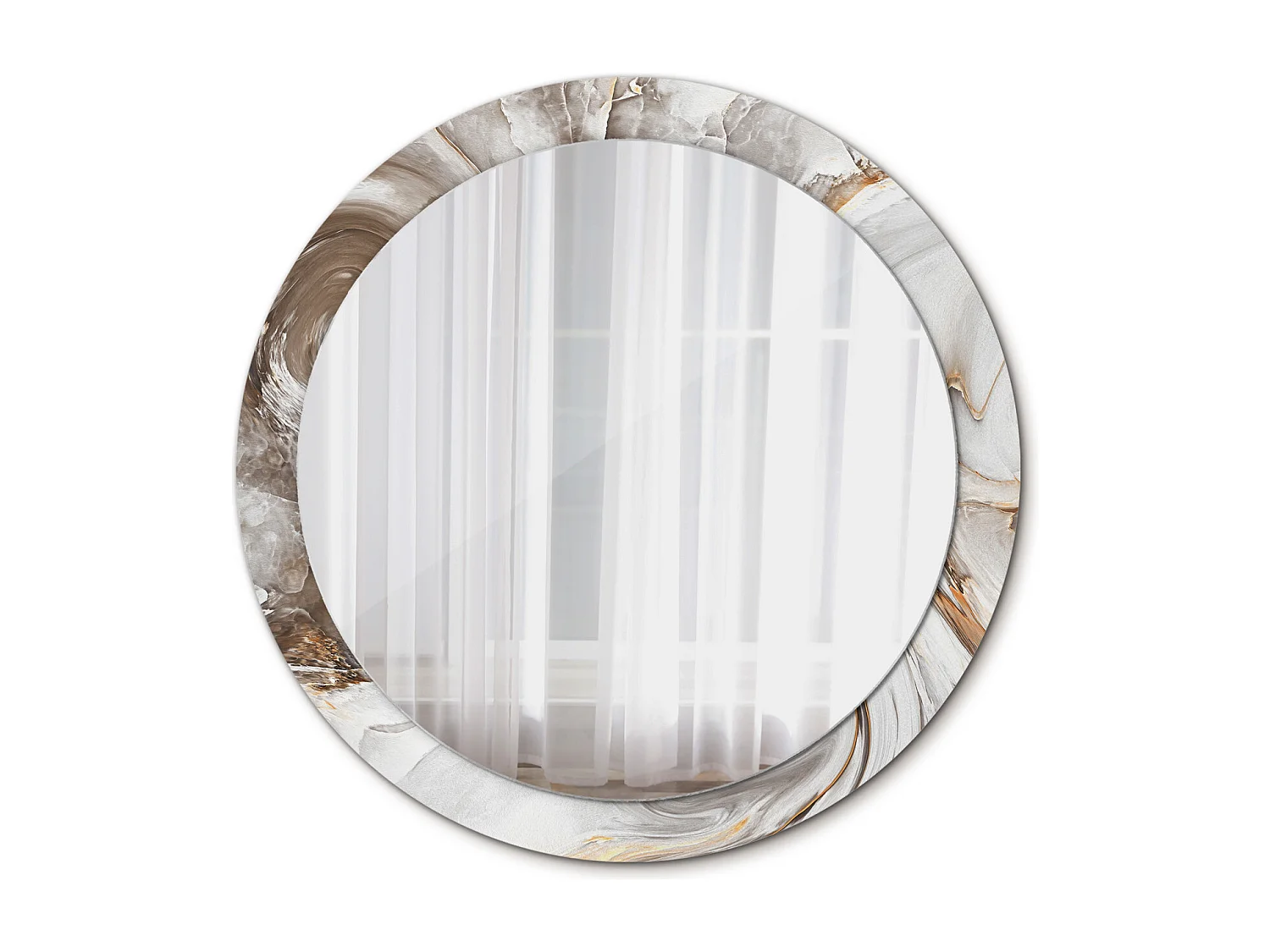 Specchio rotondo decorativo - Marmo chiaro - 90 cm