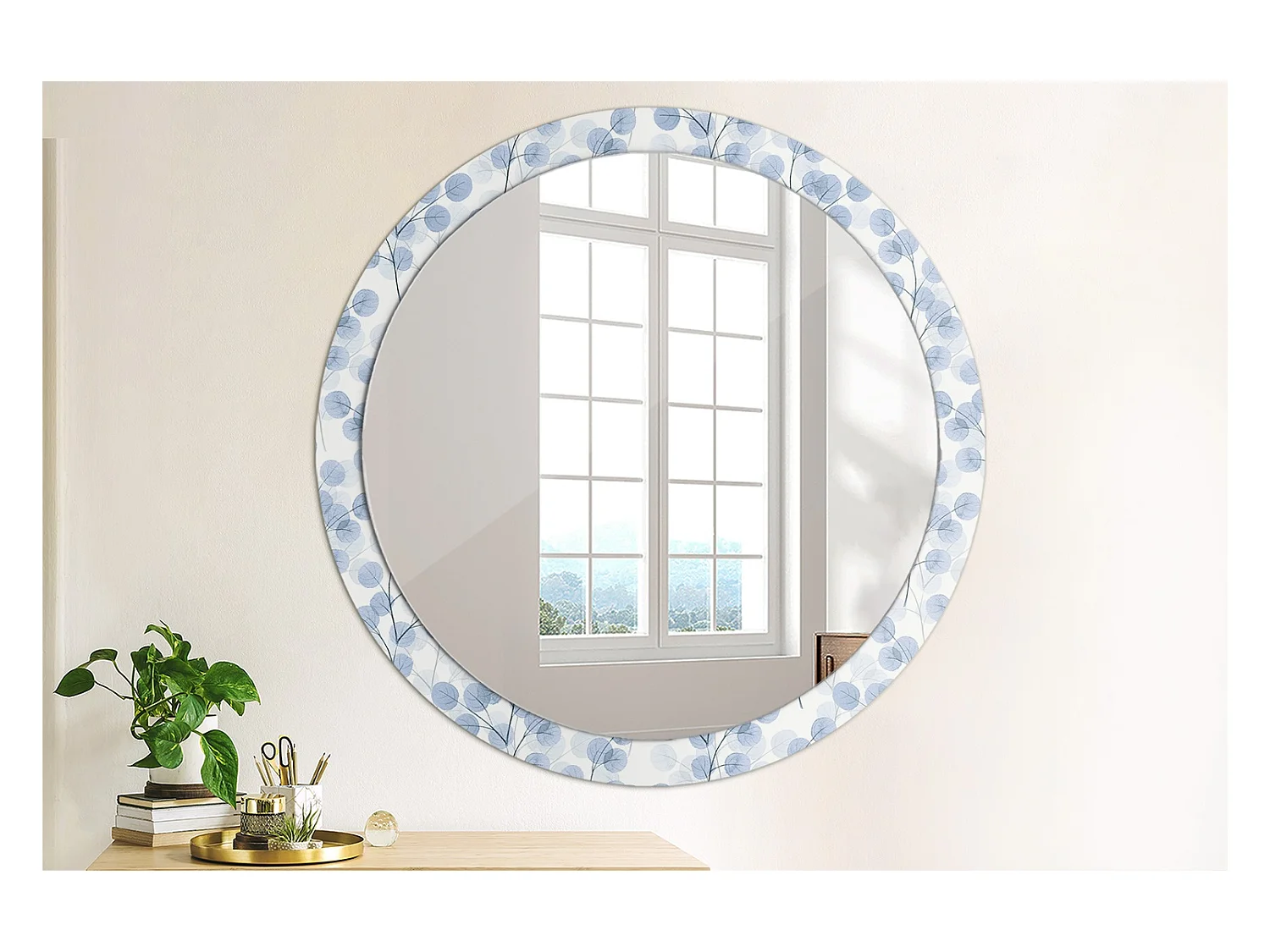Dekorativer runder Spiegel – Astblätter – 100 cm