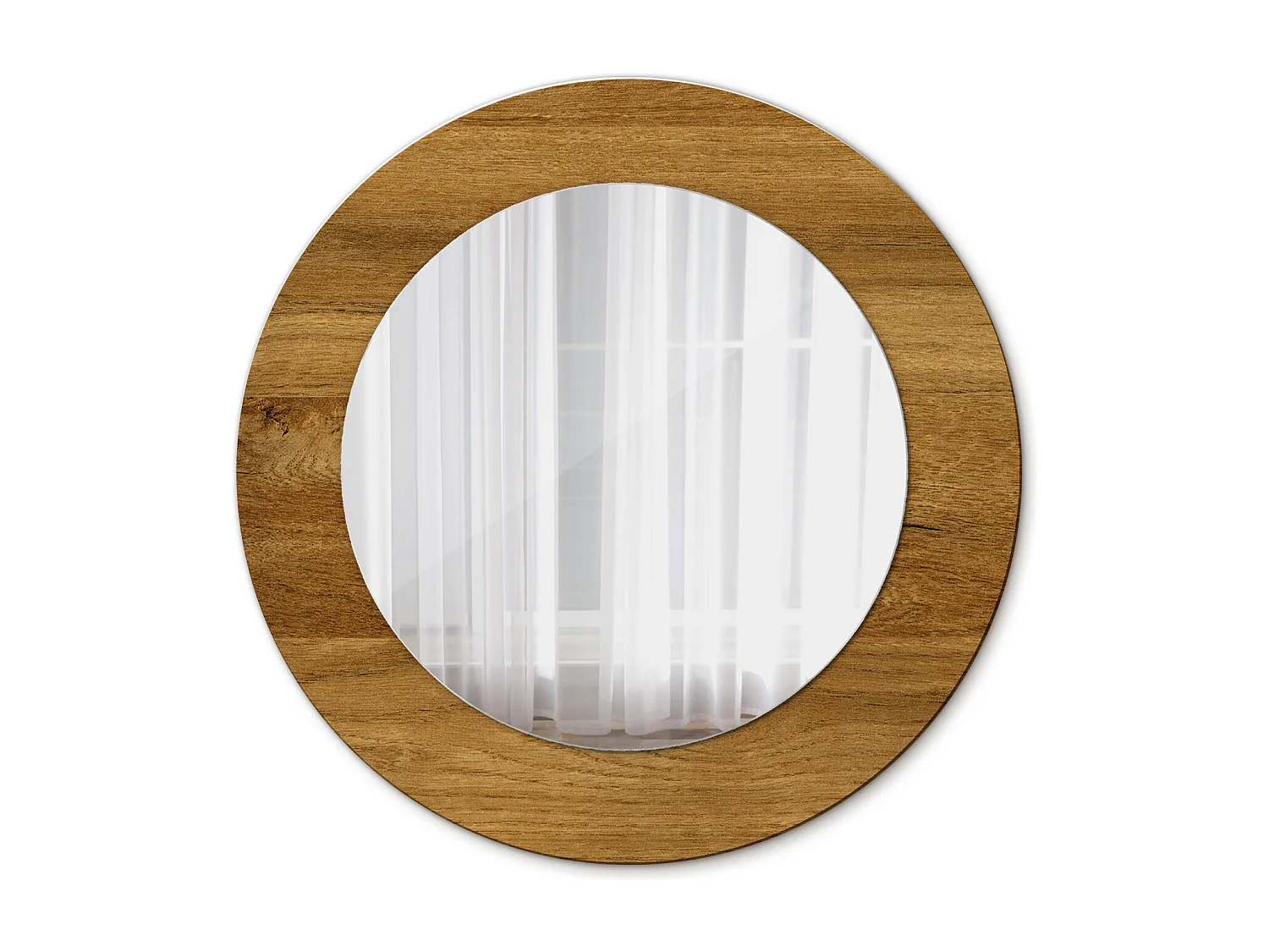 Runder dekorativer Spiegel - Rustikale Eiche - 50 cm