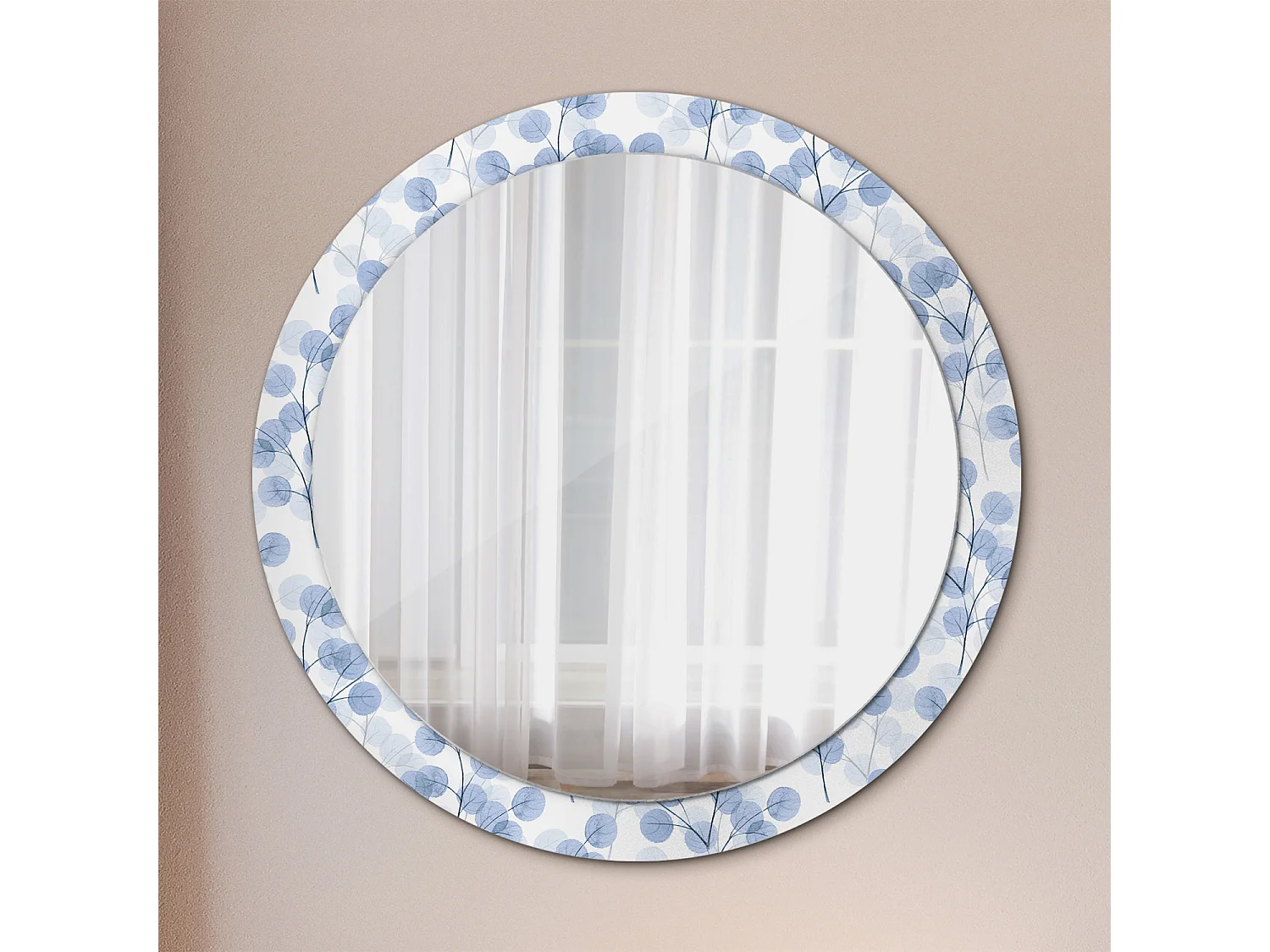 Miroir rond décoratif - Branches feuilles - 90 cm