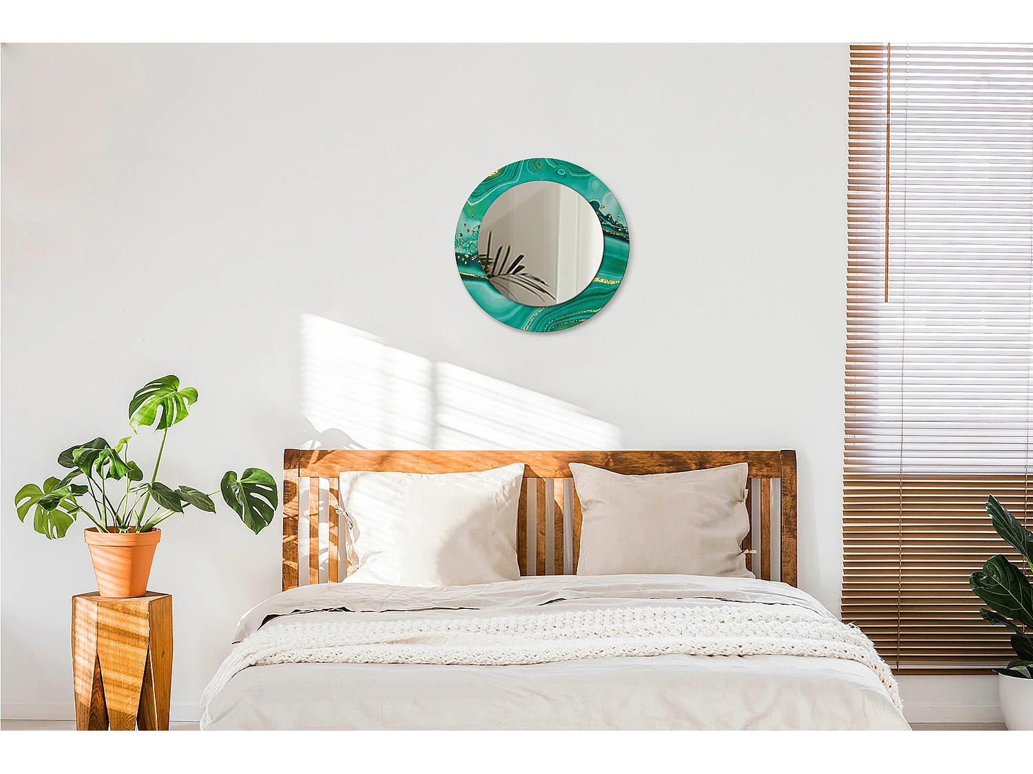 Miroir rond décoratif - Marbre Agate - 50 cm