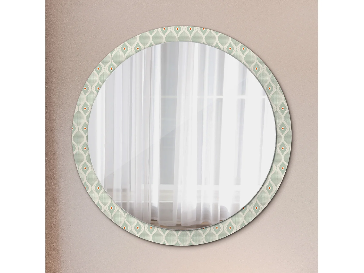 Miroir rond décoratif - Motif vintage classique - 100 cm