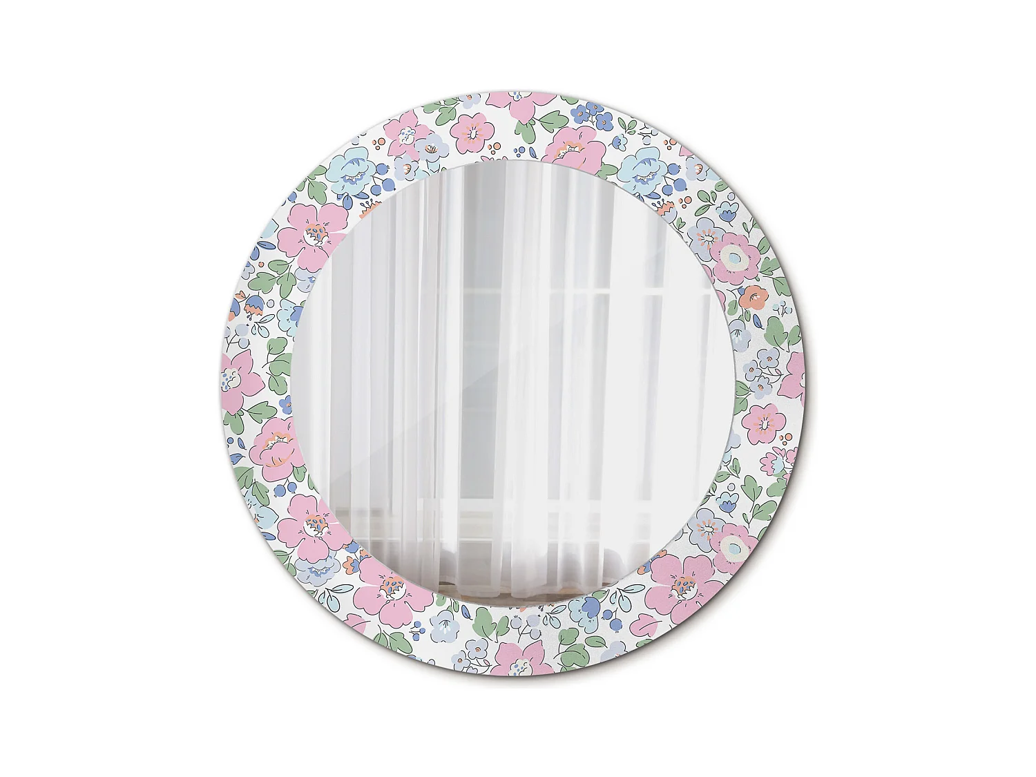 Specchio rotondo decorativo - Fiori colorati - 60 cm