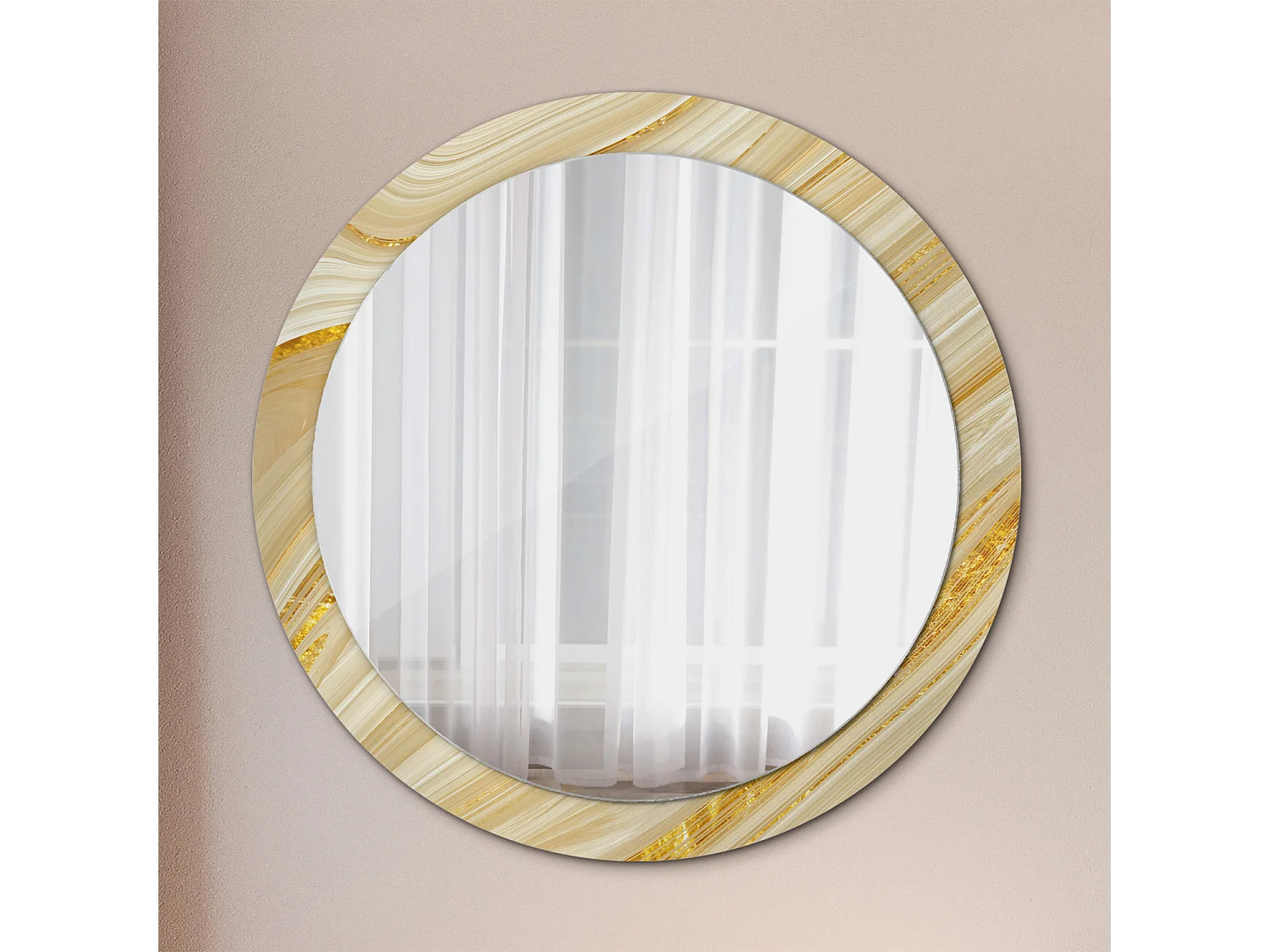 Miroir rond décoratif - Motif abstrait - 90 cm
