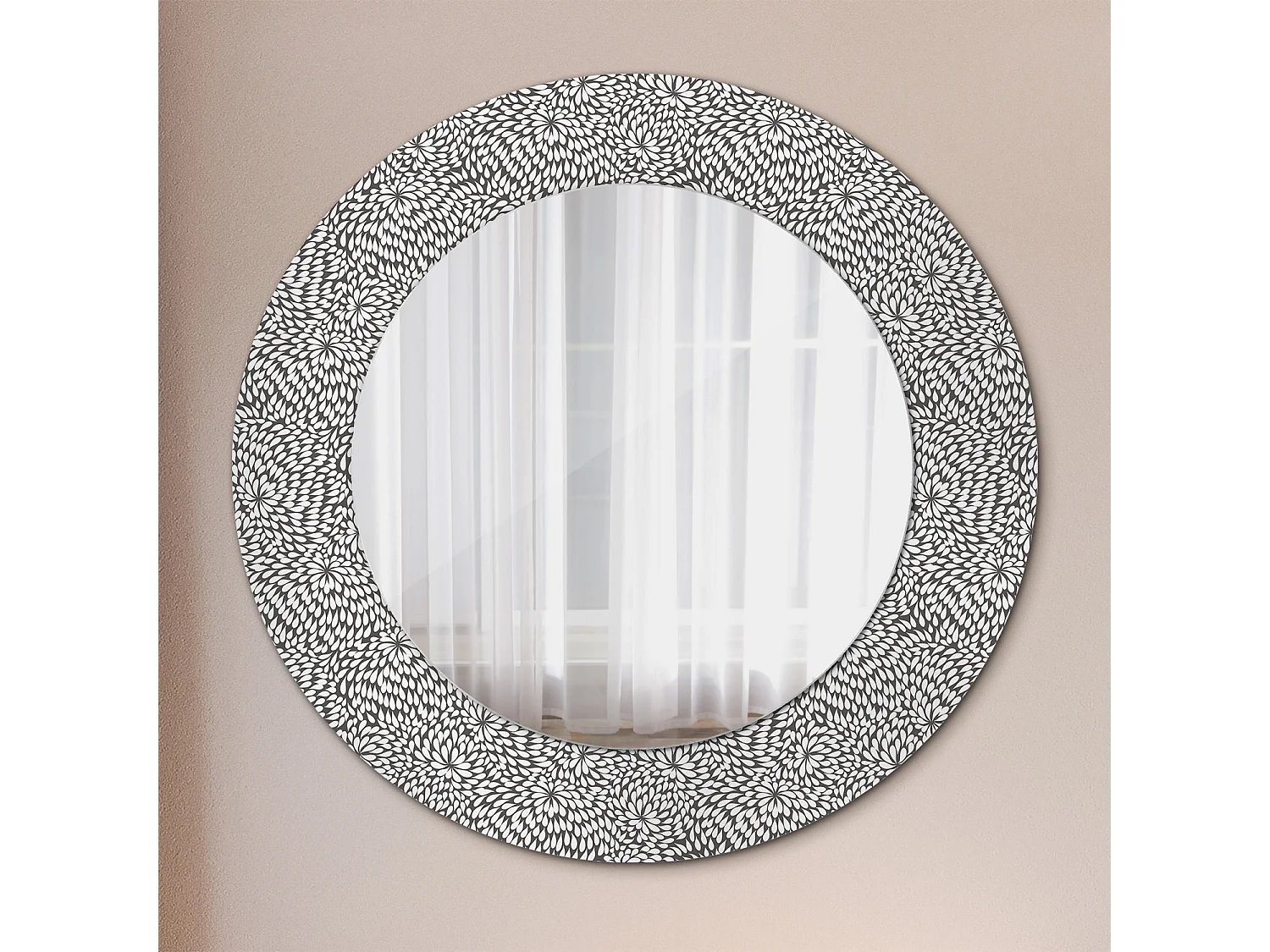 Specchio rotondo decorativo - Motivo floreale - 50 cm