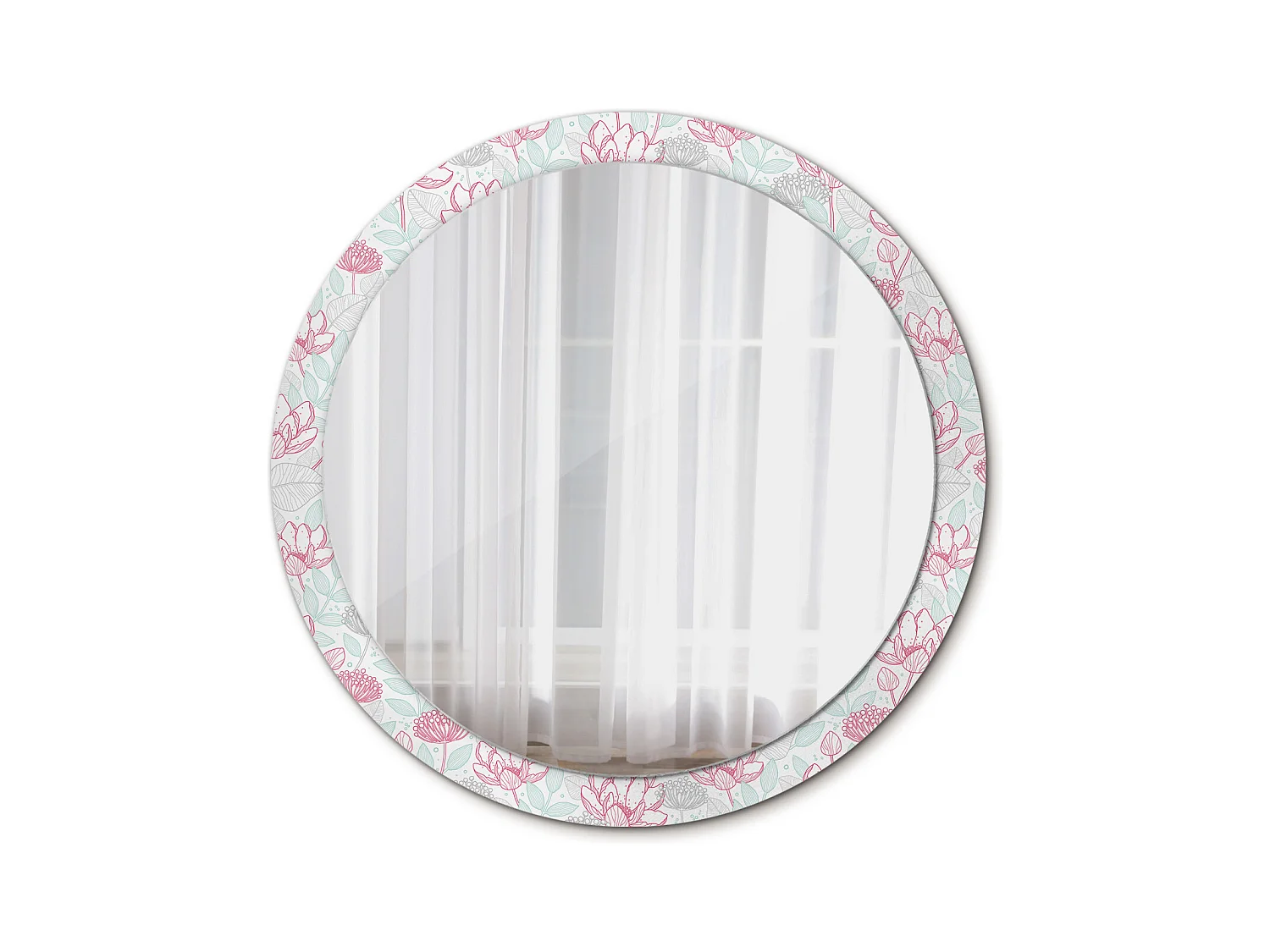 Runder dekorativer Spiegel - Blumen - 100 cm