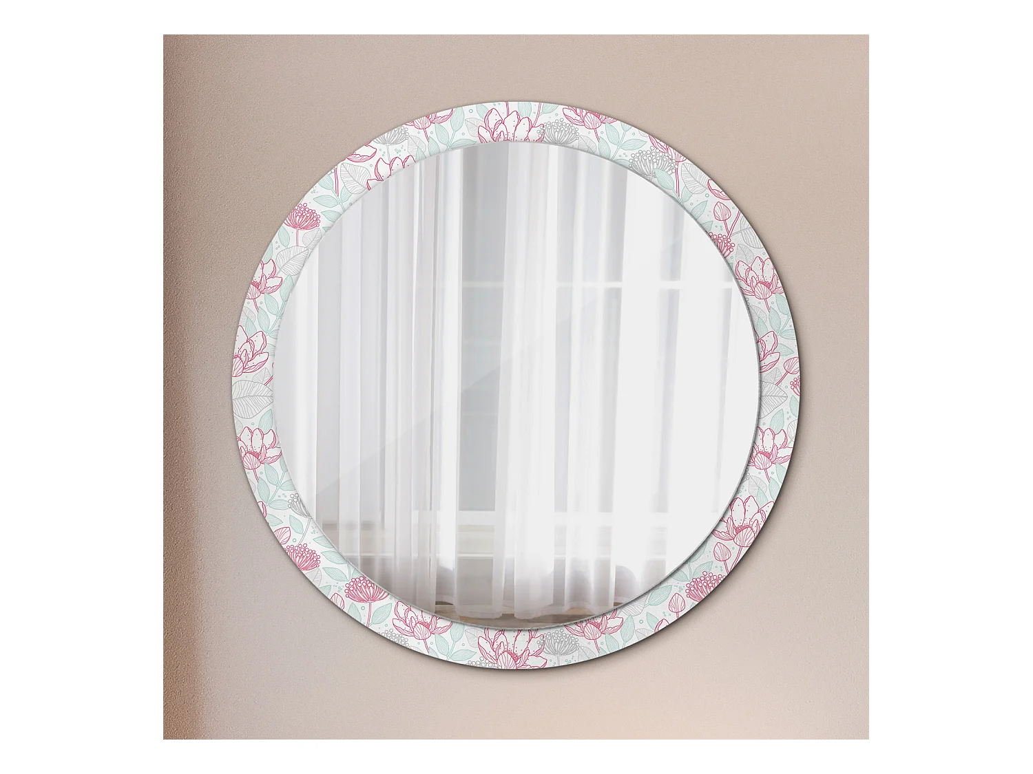 Runder dekorativer Spiegel - Blumen - 100 cm