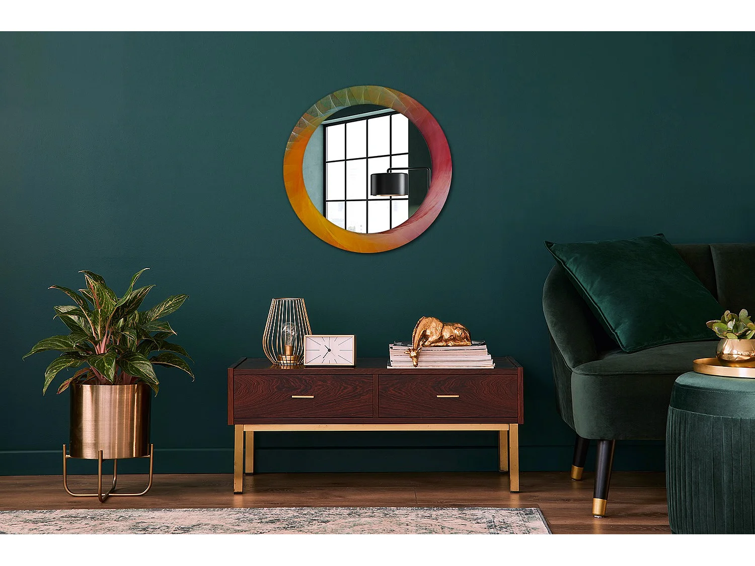 Dekorativer runder Spiegel - Farbpalette - 60 cm